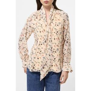 NEW FRENCH CONNECTION leithia whispy chiffon top in bisque multi